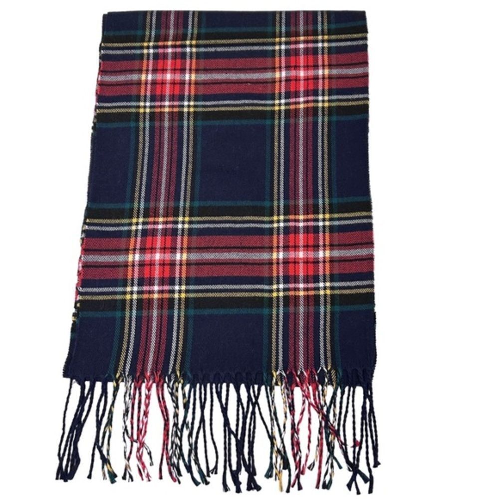 NWT Cashmere Feel Acrylic Blue & Red Plaid Winter Scarf‎